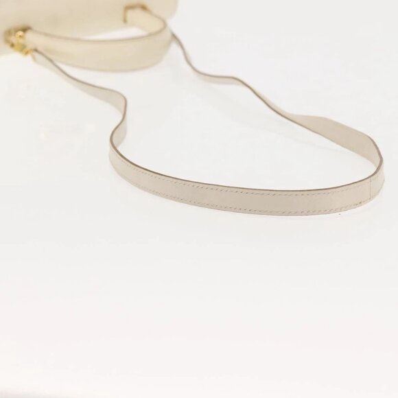 Salvatore Ferragamo Gancini Hand Bag Leather 2way White Gold Auth BA6323 - Picture 10 of 15